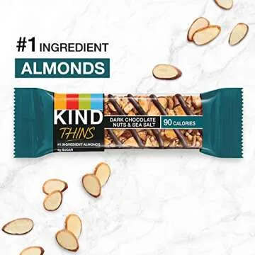 KIND Thins Variety Pack, Dark Chocolate Nuts & Sea Salt, Caramel Almond & Sea Salt, Healthy Snacks, Low Calorie, 20 Count