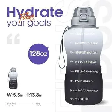 Fidus Large 1 Gallon/128oz Motivational Water Bottle with Time Marker & Straw,Leakproof Tritan BPA Free Water Jug,Ensure You Drink Enough Water Daily for Fitness-White/Gray Gradient