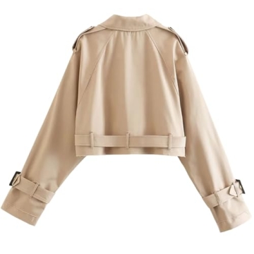 Chic Yimoon Cropped Trench Coat for Women - Elevate Your Style