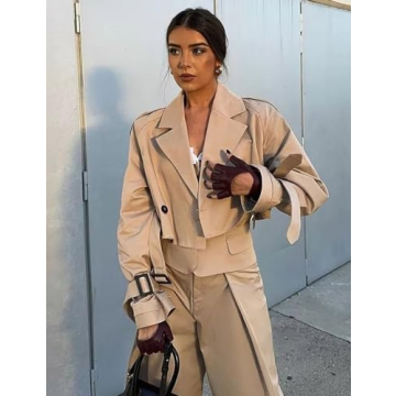 Chic Yimoon Cropped Trench Coat for Women - Elevate Your Style