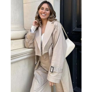 Chic Yimoon Cropped Trench Coat for Women - Elevate Your Style