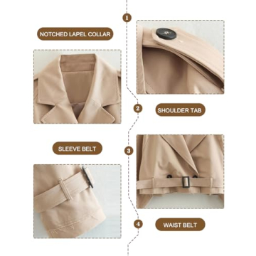 Chic Yimoon Cropped Trench Coat for Women - Elevate Your Style