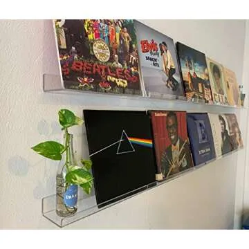 Clear Floating Shelves Wall Mounted,Set of 4 Adhesive Hanging Shelving Non-Drilling,Acrylic Bathroom Shelves,Popular Figures, Funko Pops,Action Figure for Wall Shelves Display,and Kid Bookshelf