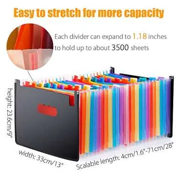 TriMagic Accordian File Folder Organizer, Alphabetical Expanding Filing Folders, A-Z Expandable Accordion Storage Box with 24 Pockets for Paperwork Paper Keeper Invoice Receipt Bill Document