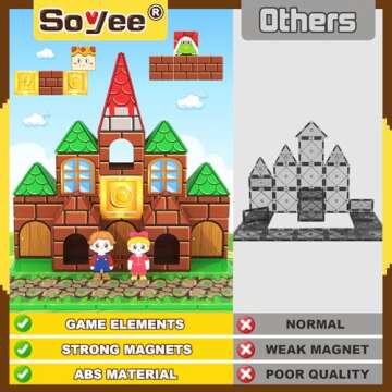 Magnetic Tiles Kids Games Toys Castle Adventure Magnetic Building Blocks Doll House Toys Constructio...