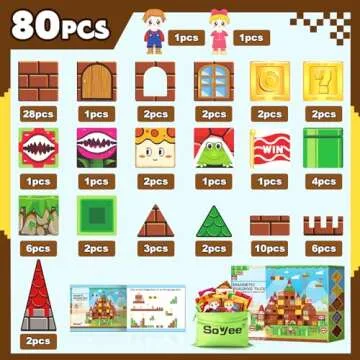 Magnetic Tiles Kids Games Toys Castle Adventure Magnetic Building Blocks Doll House Toys Construction Magnet Pretend Play Set for Boys & Girls 3-12 Year Old Christmas Birthday Gifts for Boys