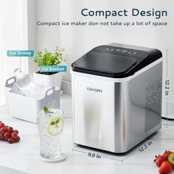 EUHOMY Ice Maker - 8 Min Fast Nugget Ice Maker, 34lbs/Day