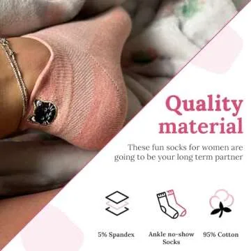 HappySole Cat Socks for Women - 4pack Ankle Socks for Girls, Teens - Animal No Show Crew Boat Socks - Novelty Sock Gift (Multicolored)