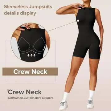 OEAK Scrunch Butt Jumpsuit Shorts for Women 5.5'' Booty Lift Short Unitard Backless Body Suits Workout Set V Back Rompers Black S