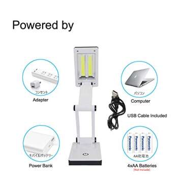 TOMOL [New Version] Super Bright COB LED Portable Desk Lamp Travel Lamp :Foldable, Touch Sensitive Control, 3 Adjustable Brightness Levels, Battery and USB Powered