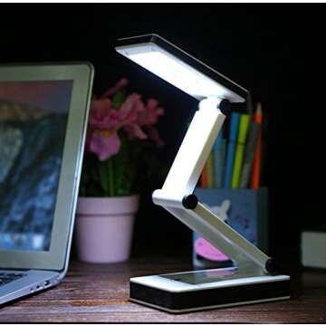 TOMOL [New Version] Super Bright COB LED Portable Desk Lamp Travel Lamp :Foldable, Touch Sensitive Control, 3 Adjustable Brightness Levels, Battery and USB Powered