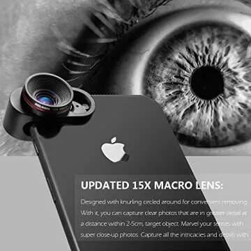 NELOMO Universal Professional HD Camera Lens Kit for iPhone XR XS X/8/7Plus/7/6sPlus/6s, Samsung S8+/S8 and other Cellphones (230¡ã Fisheye Lens, 0.65X Super Wide Angle Lens, 15X Super Macro Lens)