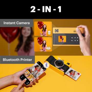 KODAK Mini Shot 2 ERA 4PASS 2-in-1 Instant Camera and Photo Printer (Black, Camera + Initial 8 Sheet...