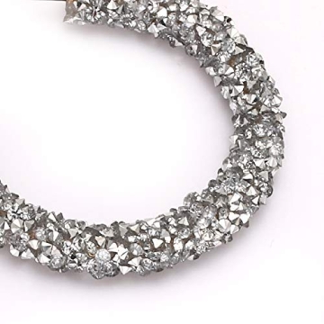 NLCAC Glitter Hoop Earrings Bohemian Sparkle Resin Rhinestone Wrapped Hoop Dangle Earrings for Women(C-silver)