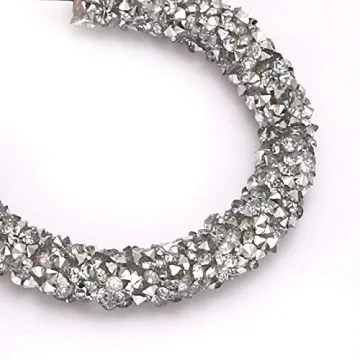 NLCAC Glitter Hoop Earrings Bohemian Sparkle Resin Rhinestone Wrapped Hoop Dangle Earrings for Women(C-silver)