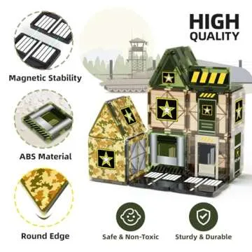 GobiDex Magnetic Tiles Army Toys, Military Magnet Tiles Building Blocks for Toddlers STEM Construction Preschool Toys for Kids Ages 3-5 4-8, 3+ Years Old Boys Girls Birthday Gifts Toys Army Men Games