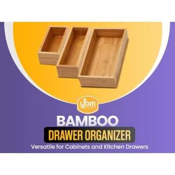 Bamboo Drawer Organizer Box 14"L x 10"W x 2"H
