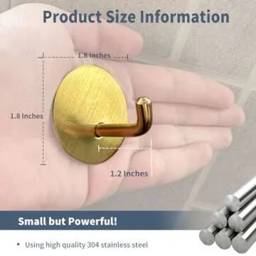 Adhesive Hooks Heavy Duty Waterproof in Shower Hooks for Hanging Loofah, Towels, Clothes, Robes for ...