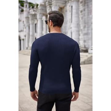COOFANDY Men's Ribbed Navy Blue Fit Sweater for Stylish Warmth