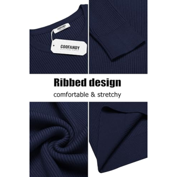 COOFANDY Men's Ribbed Navy Blue Fit Sweater for Stylish Warmth
