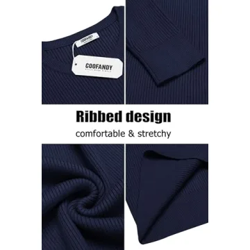 COOFANDY Men's Ribbed Navy Blue Fit Sweater for Stylish Warmth