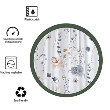Decoreagy Floral Shower Curtain Set - Waterproof & Stylish