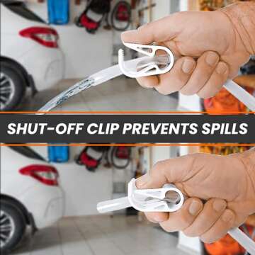 GasTapper Fuel Transfer Pump - Gas Siphon Pro Pump for Gasoline, Oil, Diesel, Water, Liquid, Fluid w/ 9 Ft Hose - Portable Hand Gas Pump Includes Brass Tip Weight and Pinch Clip - 3.5 Gls/Min