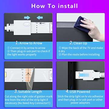 USB TV LED Backlight Work with Alexa,12.4Ft RGBW TV Led Light Strip for 32 to 55inch Music Sync to C...