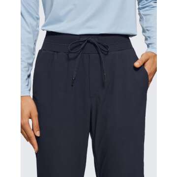 CRZ YOGA Athletic High Waisted Joggers for Women 27.5" - Lightweight Workout Travel Casual Outdoor Hiking Pants with Pockets Navy Medium