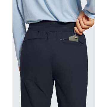 CRZ YOGA Athletic High Waisted Joggers for Women 27.5" - Lightweight Workout Travel Casual Outdoor Hiking Pants with Pockets Navy Medium