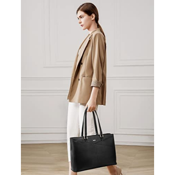 LOVEVOOK Waterproof Leather Laptop Tote Bag for Women 15.6 Inch