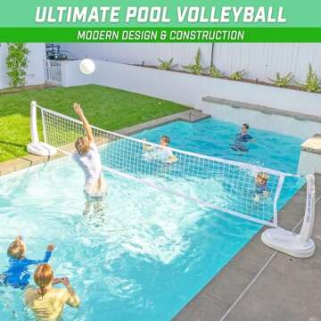 GoSports Splash Net PRO Pool Volleyball Net - Includes 2 Water Volleyballs and Pump - White, Red, or...