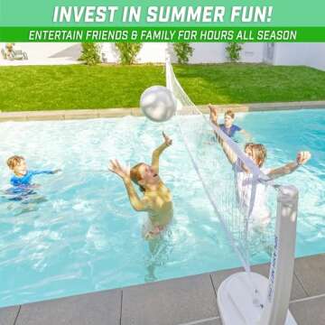GoSports Splash Net PRO Pool Volleyball Net - Includes 2 Water Volleyballs and Pump - White, Red, or Blue
