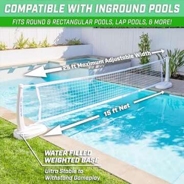 GoSports Splash Net PRO Pool Volleyball Net - Includes 2 Water Volleyballs and Pump - White, Red, or Blue