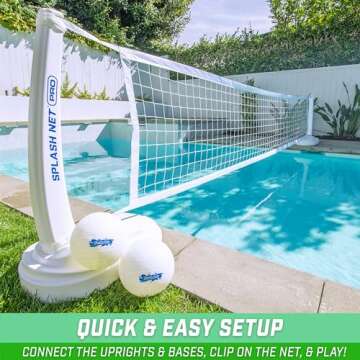 GoSports Splash Net PRO Pool Volleyball Net - Includes 2 Water Volleyballs and Pump - White, Red, or Blue