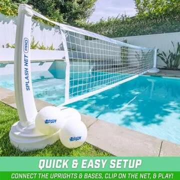 GoSports Splash Net PRO Pool Volleyball Net - Includes 2 Water Volleyballs and Pump - White, Red, or Blue