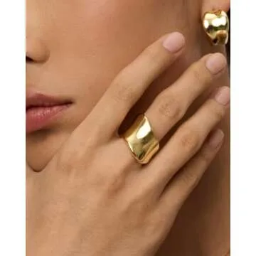 PAVOI Stainless Steel Chunky Statement Ring - Minimalist & Hypoallergenic