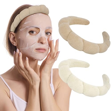 AMCAMI 2 PCS Puffy Spa Headband Set for Women - Perfect for Skincare & Makeup Removal