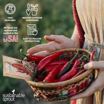 Hot Pepper Seeds for Planting - 7 Heirloom Chili Pepper Seeds Variety Packets Garden Seeds for Plant...