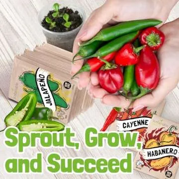Hot Pepper Seeds for Planting - 7 Heirloom Chili Pepper Seeds Variety Packets Garden Seeds for Planting Cayenne Anaheim Hungarian Wax Pepper Habanero Serrano Poblano, & Jalapeno by Sustainable Sprout