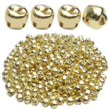 BronaGrand 300pcs Gold Jingle Bells, 6mm Craft Bells for DIY Christmas Decoration