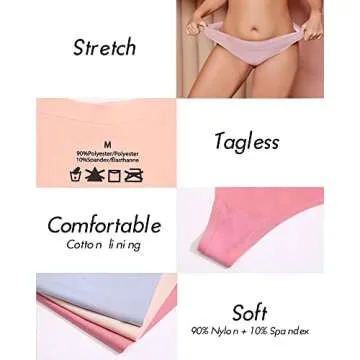 ROSYCORAL 10 Pack Seamless Thongs for Women Breathable Low Rise Panties Invisible Hipster Underwear Thong No Show (M)