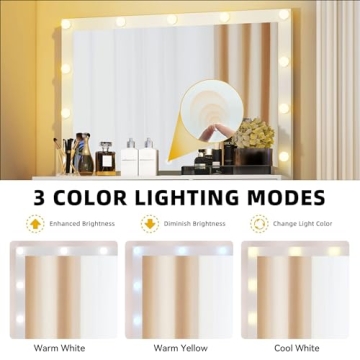 DWVO Lighted Makeup Vanity with Cushioned Stool and Power