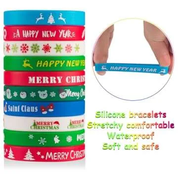 30pcs Christmas Silicone Bracelets for Kids & Teens