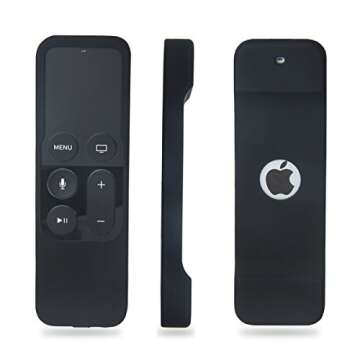 Remote Case for Apple Tv 4th / 5th /4K Generation, Akwox Light Weight [Anti Slip] Shock Proof Silicone Remote Cover Case with Lanyard (Black) -not for New Apple 4k TV Series 6th Gen 2021