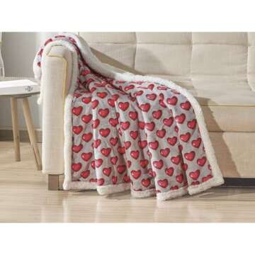 FAITH, HOPE, LOVE HOME DÉCOR Super Soft Girls Heart Throw Blanket (50" X 60") - Mother's Day Red Hearts