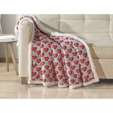 FAITH, HOPE, LOVE HOME DÉCOR Super Soft Girls Heart Throw Blanket (50" X 60") - Mother's Day Red Hearts