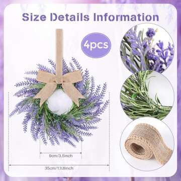 4 PCS Lavender Candle Ring Wreaths for Home Decor