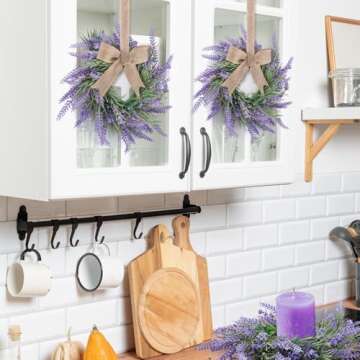 4 PCS Lavender Candle Ring Wreaths for Home Decor