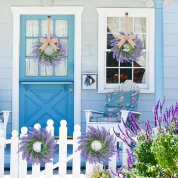 4 PCS Lavender Candle Ring Wreaths for Home Decor